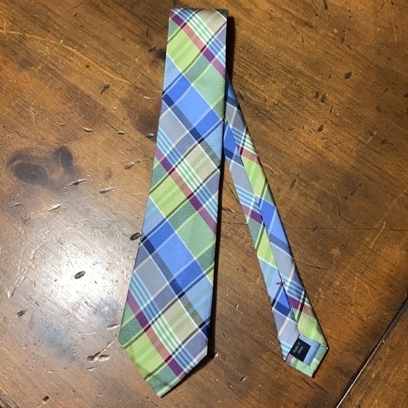 Tommy Hilfiger multicolored pastel plaid silk necktie - Picture 1 of 10